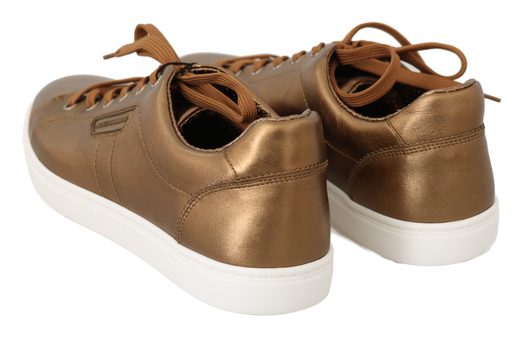 Dolce & Gabbana Gold Leather Mens Casual Sneakers | Regal Royce