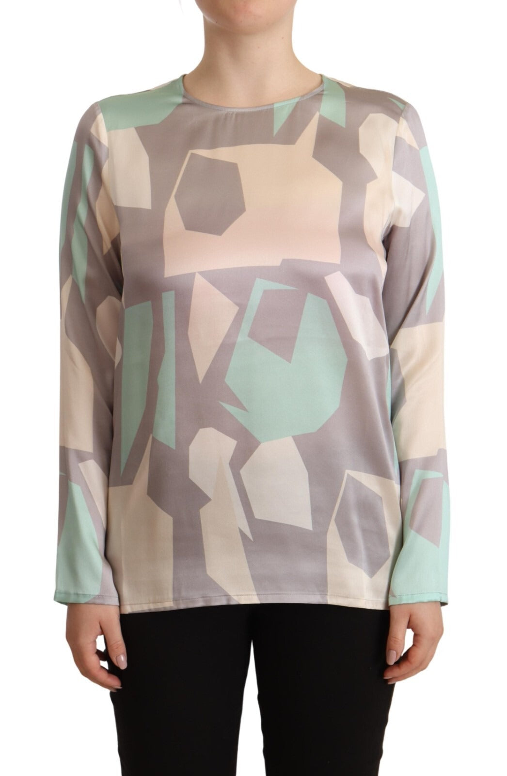 Fabiana Filippi Multicolor Silk Long Sleeves Round Neck Top Blouse | Regal Royce