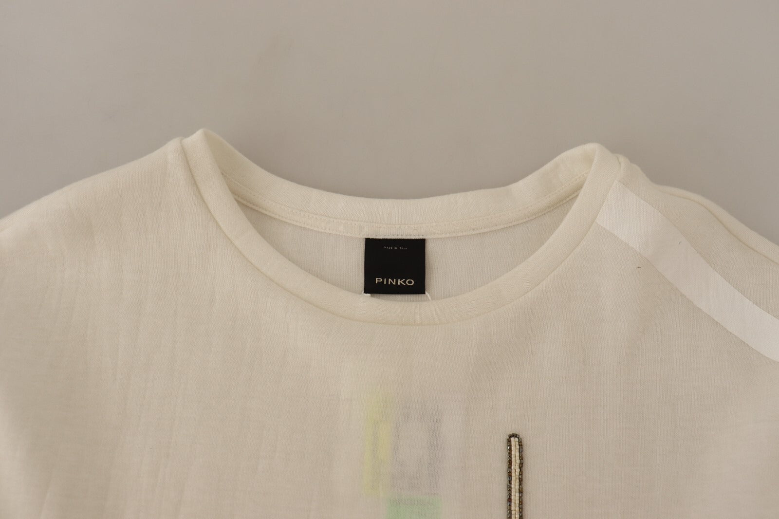 PINKO Beige Logo Long Sleeve Cropped Pullover Sweater | Regal Royce