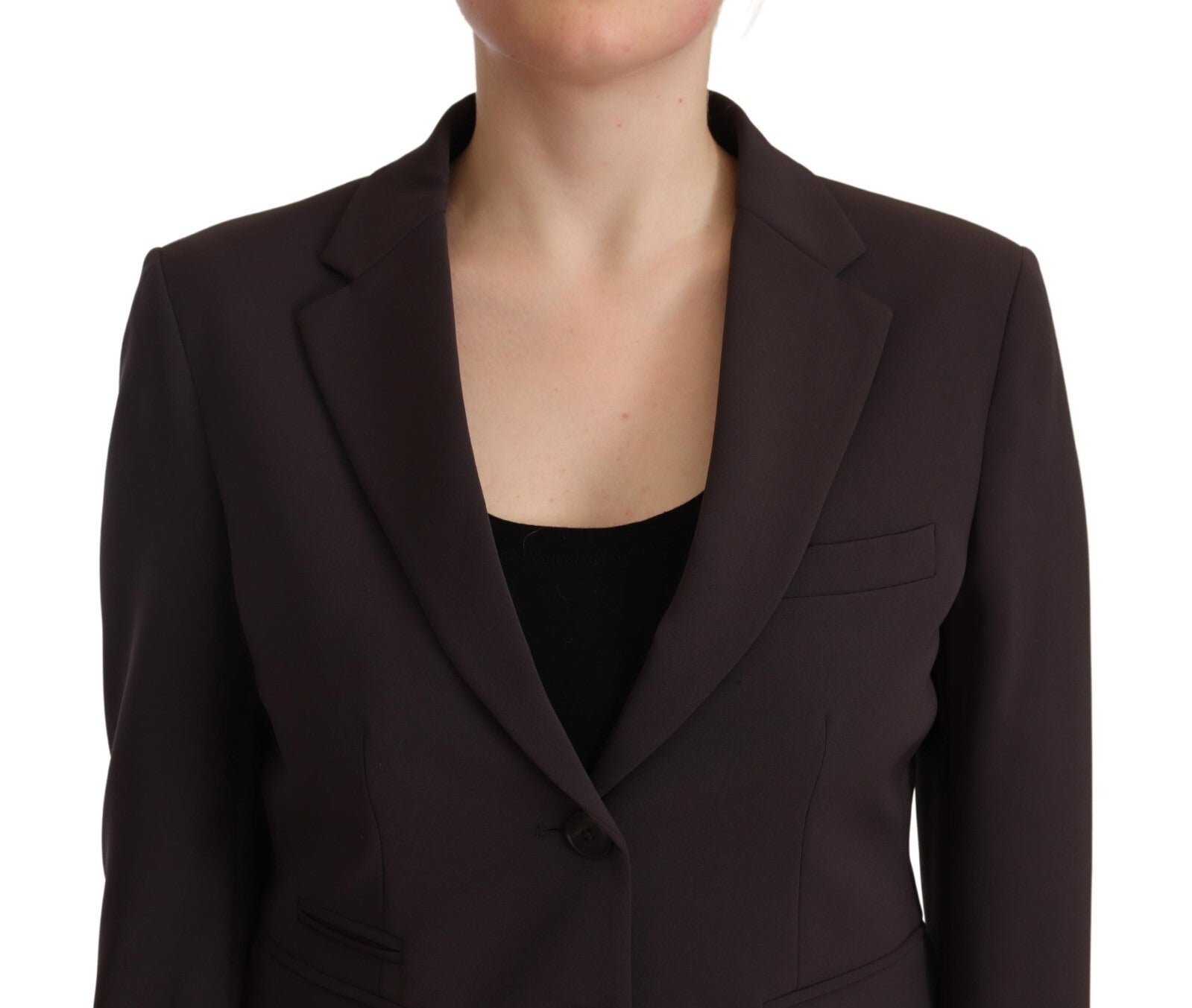 F.IT Brown Long Sleeve Single Breasted Women Jacket Blazer | Regal Royce