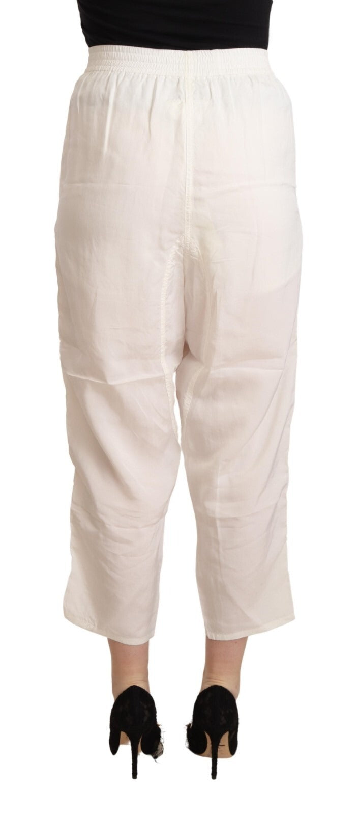 Maison Margiela White High Waist Cropped Women Trouser Pants | Regal Royce