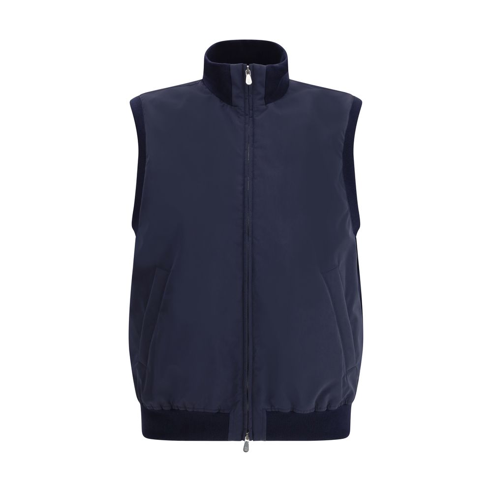 Brunello Cucinelli Blue Polyester Sleveless Jacket | Regal Royce