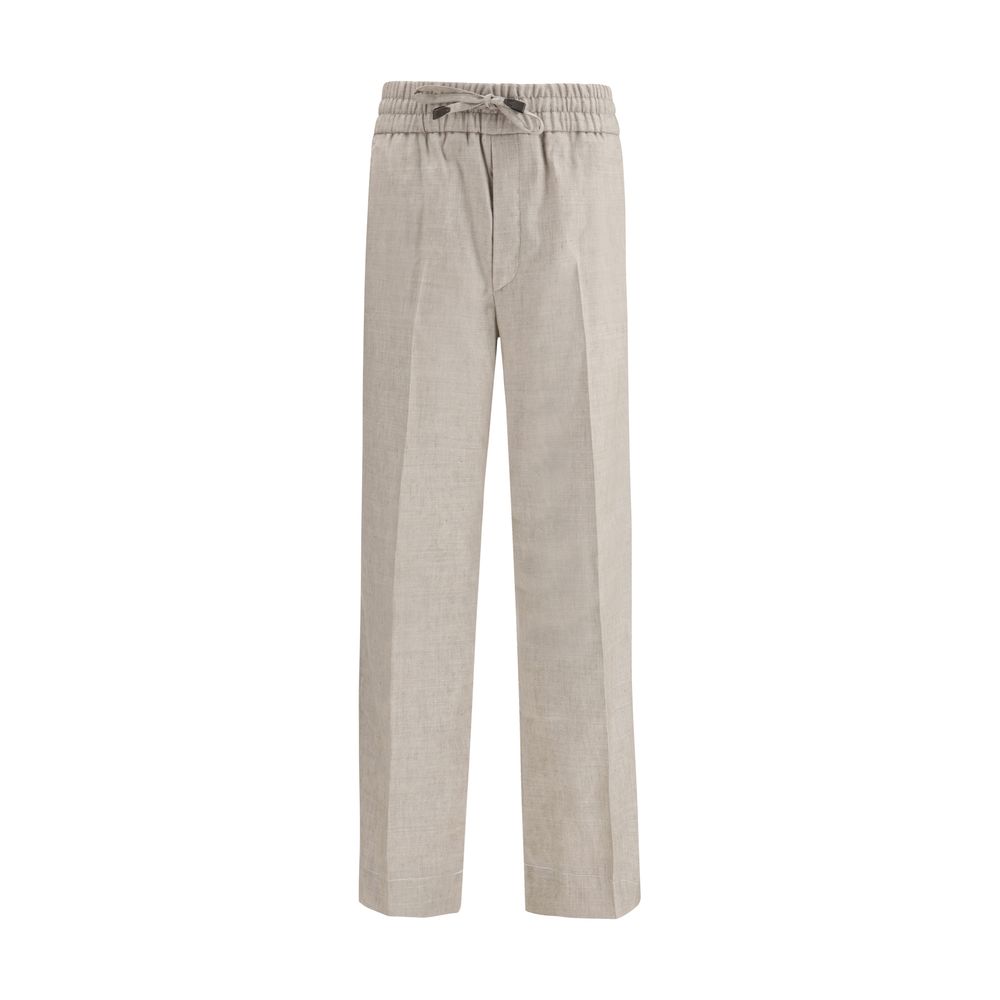 Brioni Gray Linen Casual Pants | Regal Royce