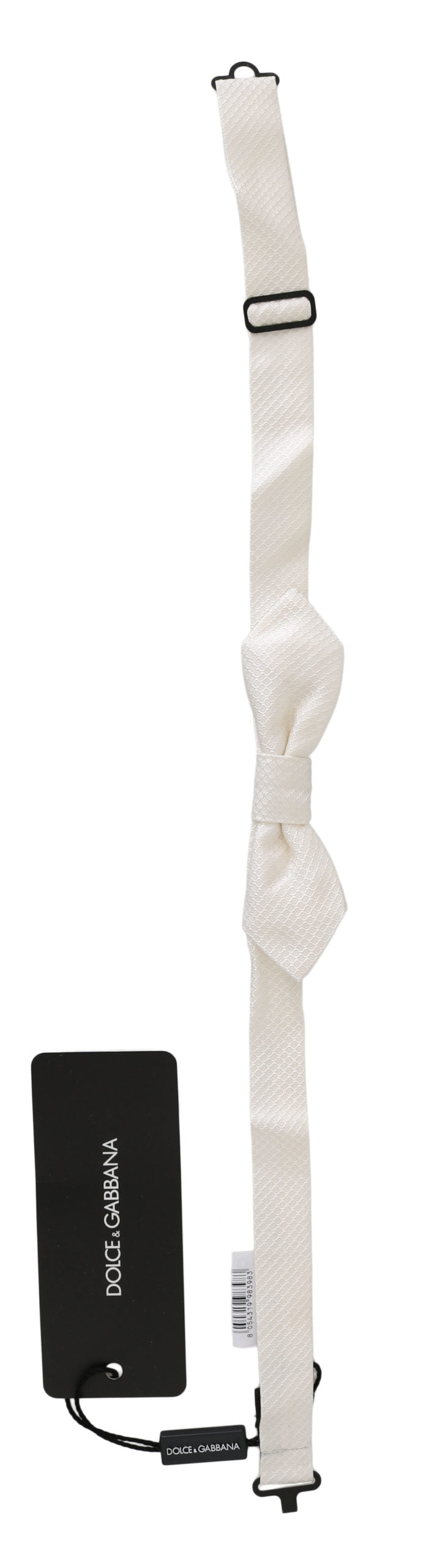 Dolce & Gabbana White 100% Silk Slim Adjustable Neck Papillon Men Tie | Regal Royce
