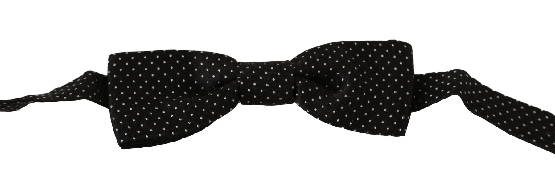 Dolce & Gabbana Black Polka Dots Silk Adjustable Neck Papillon Men Bow Tie | Regal Royce