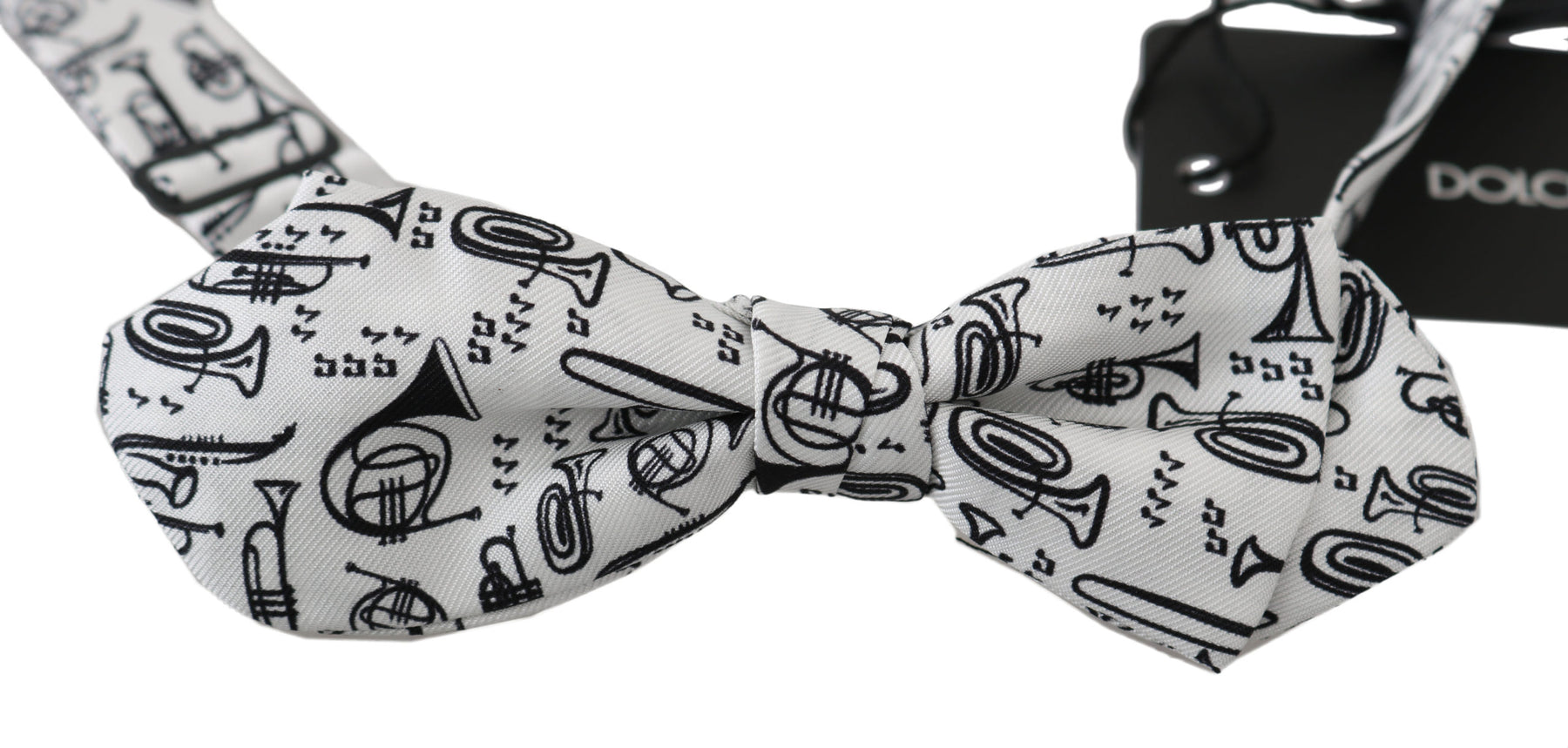 Dolce & Gabbana White Instruments Adjustable Neck Papillon Men Bow Tie | Regal Royce