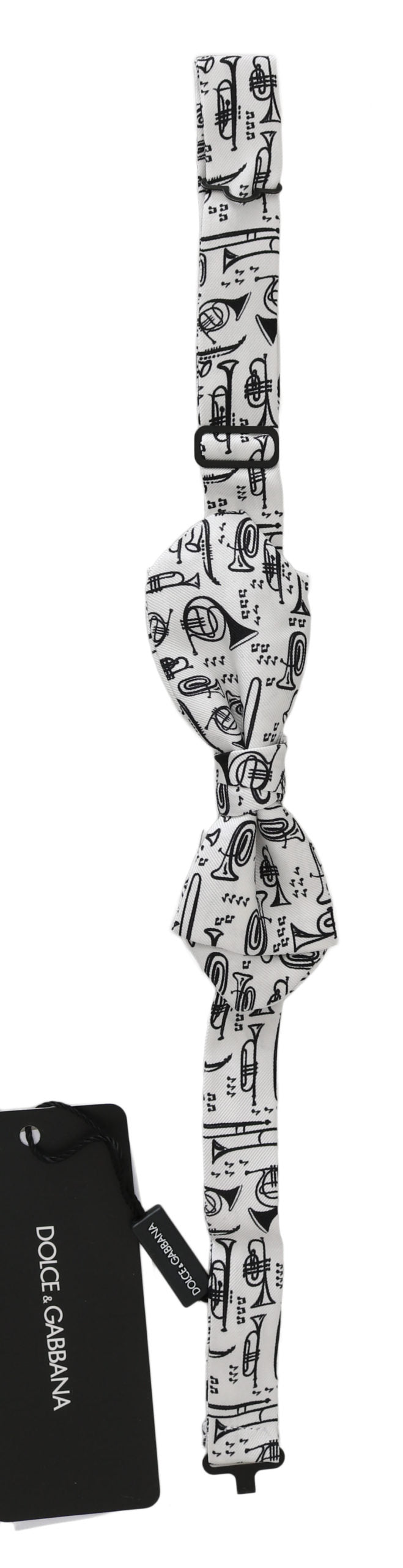 Dolce & Gabbana White Instruments Adjustable Neck Papillon Men Bow Tie | Regal Royce