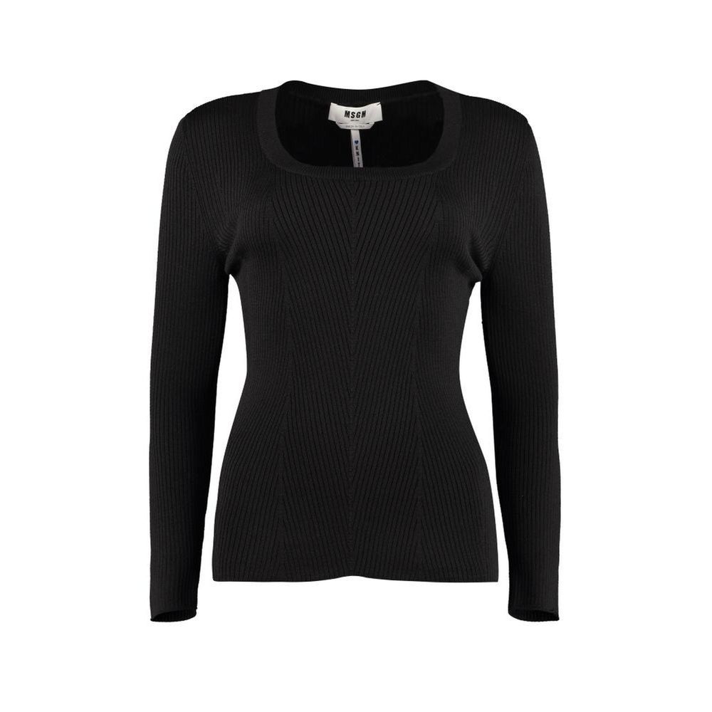 MSGM Black Cotton Wool Polyamide Sweatshirt | Regal Royce