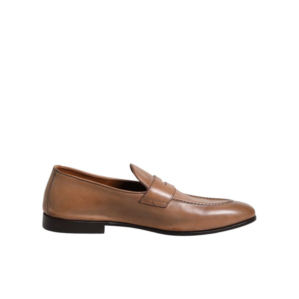Brunello Cucinelli Brown Leather Slip-On Loafers | Regal Royce