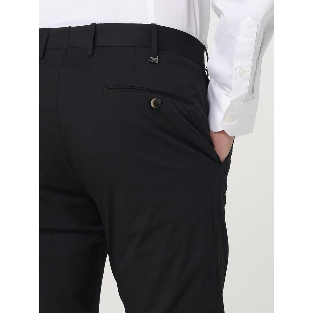PT Torino Black Cotton Dress Pants | Regal Royce