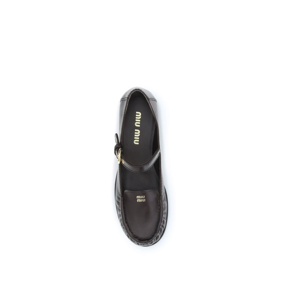 Miu Miu Brown Calf Leather Bos Taurus Slip-On Loafers | Regal Royce