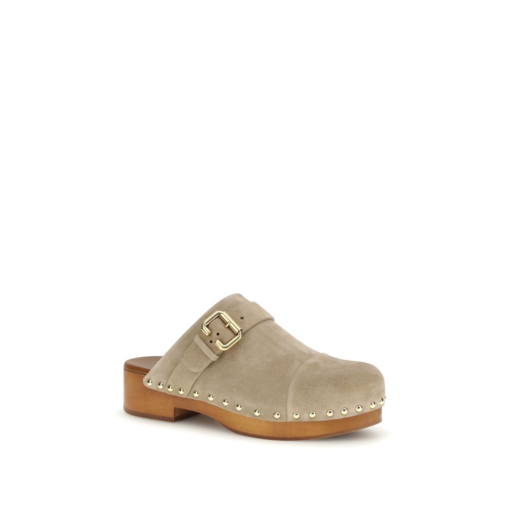 Chloé Beige Calf Leather Bos Taurus Clogs | Regal Royce