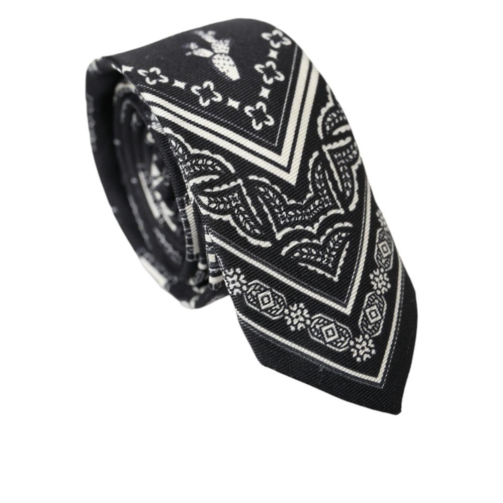 Dolce & Gabbana Black And White Silk Tie | Regal Royce