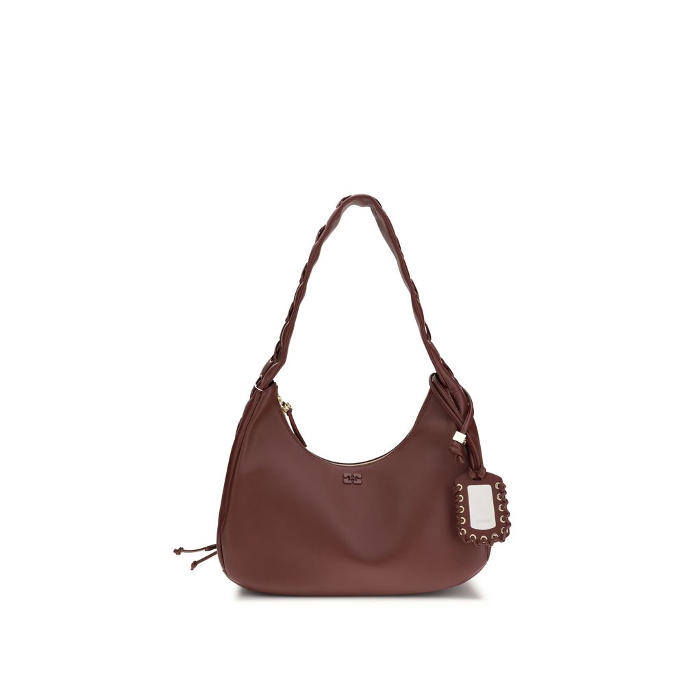 Ganni Bordeaux Recycled Leather Shoulder Bag | Regal Royce