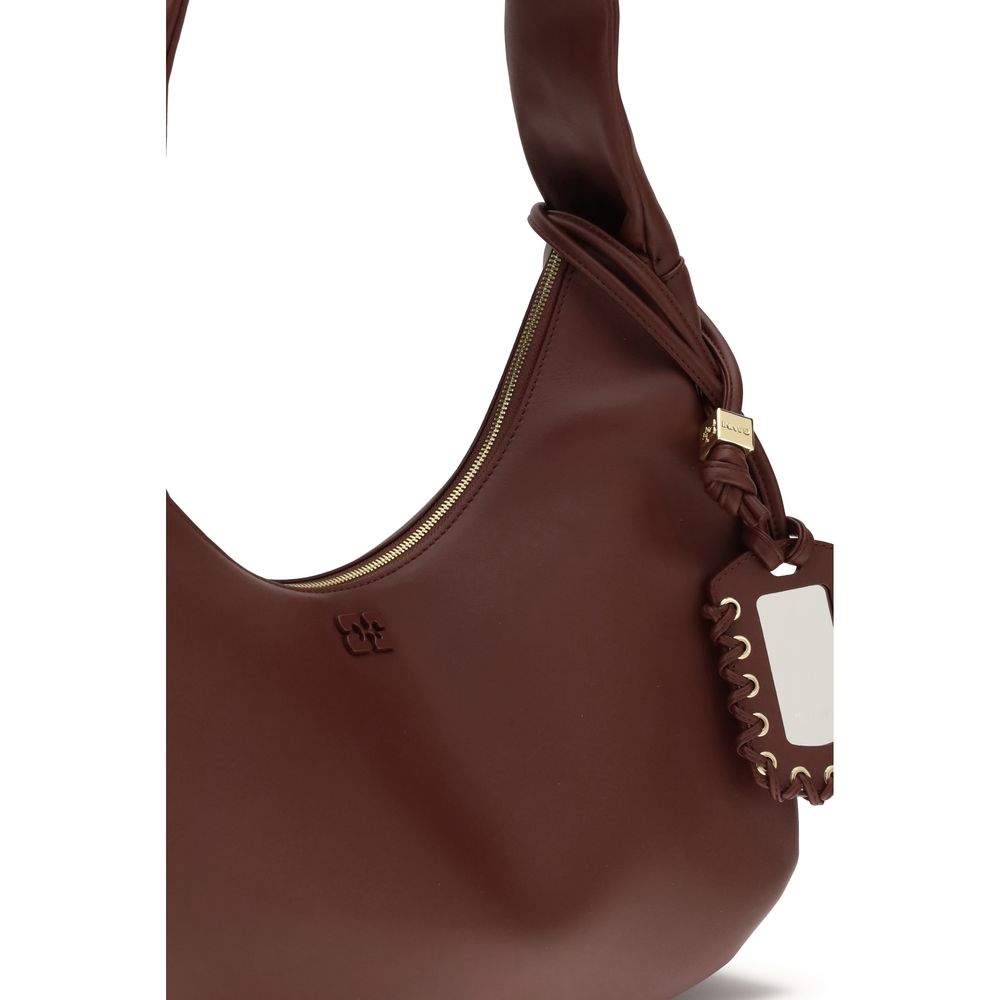 Ganni Bordeaux Recycled Leather Shoulder Bag | Regal Royce