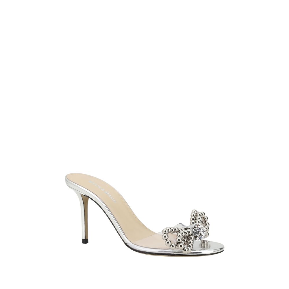 MACH & MACH Silver Calf Leather Bos Taurus Stiletto Heel Sandals | Regal Royce