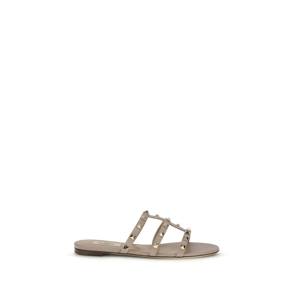 Valentino Garavani Beige Calf Leather Bos Taurus Sandals | Regal Royce