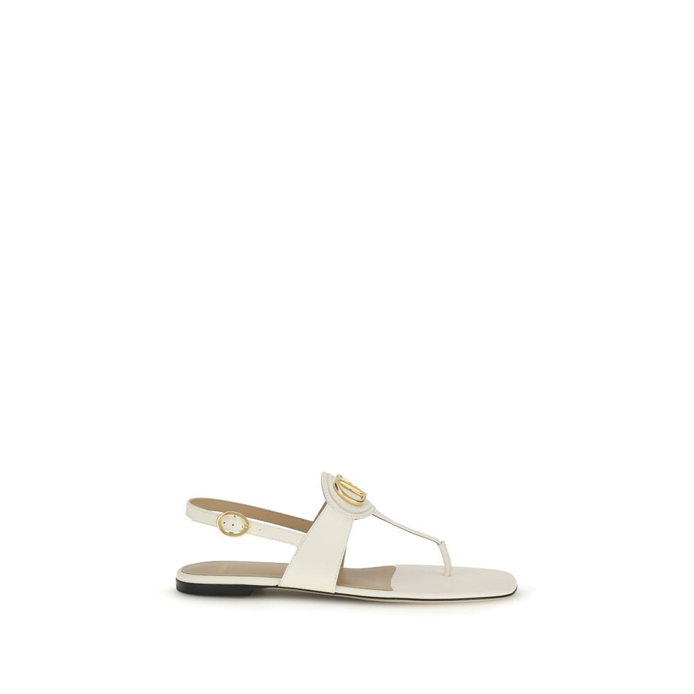 Valentino Garavani Cream Calf Leather Bos Taurus Flat Sandals | Regal Royce