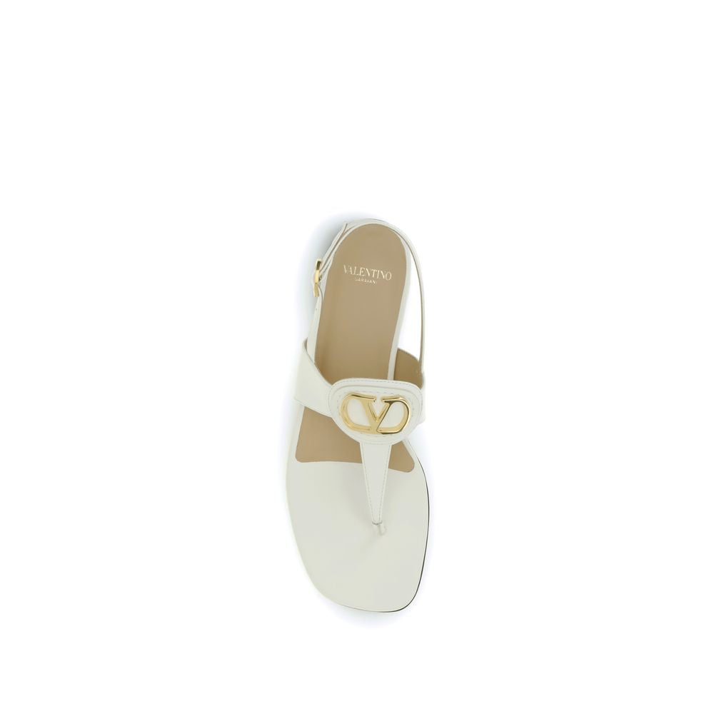 Valentino Garavani Cream Calf Leather Bos Taurus Flat Sandals | Regal Royce