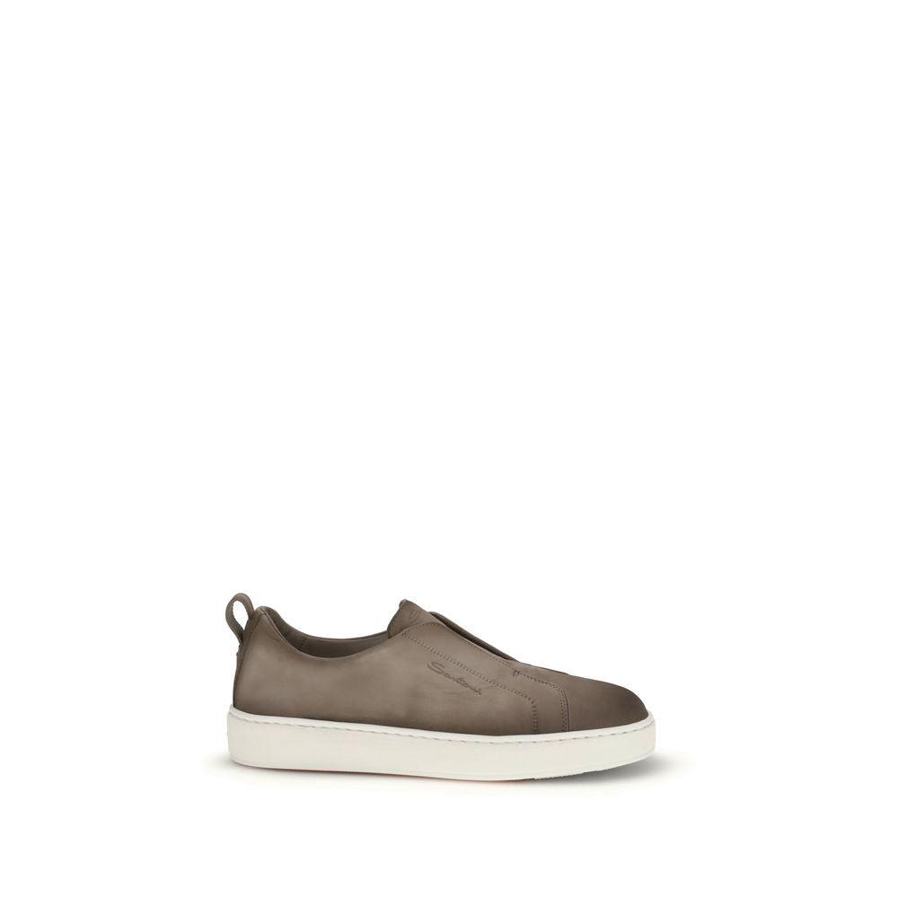Santoni Beige Rubber Low Top Sneakers | Regal Royce