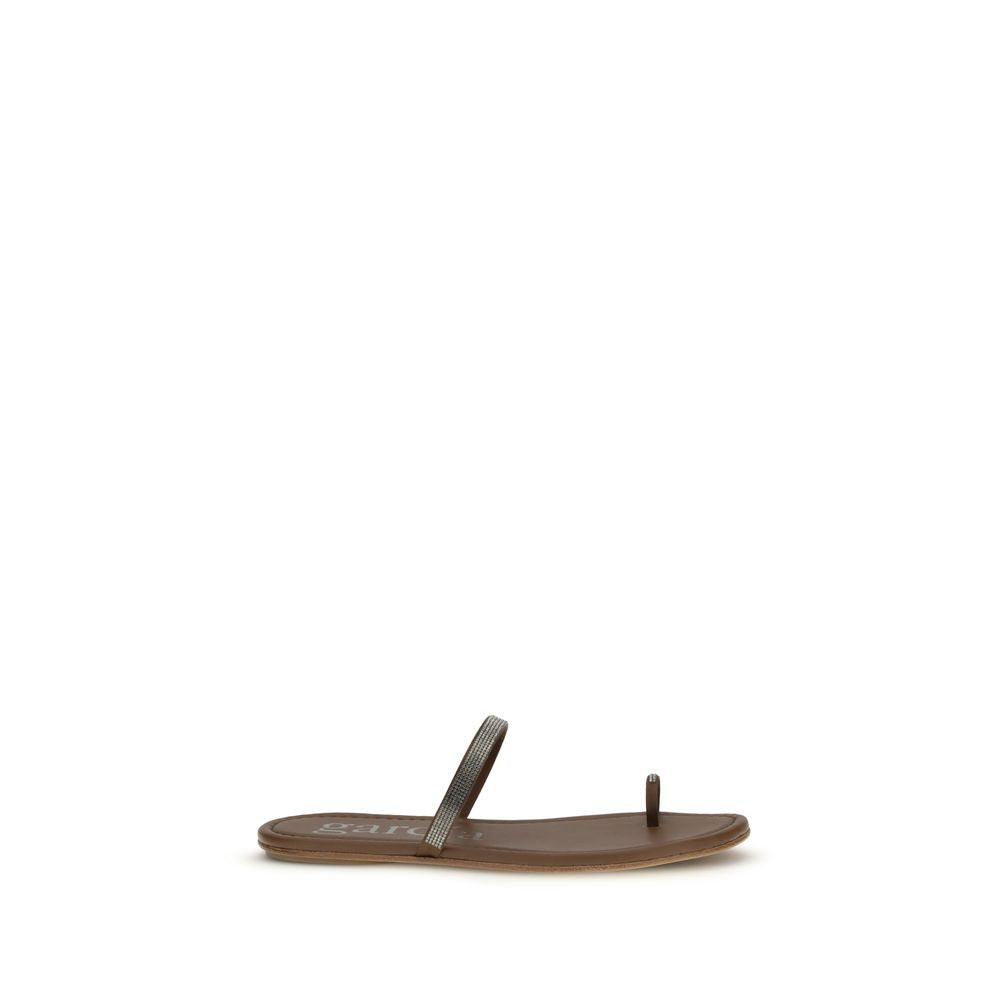 Pedro García Brown Silk Flat Sandals | Regal Royce