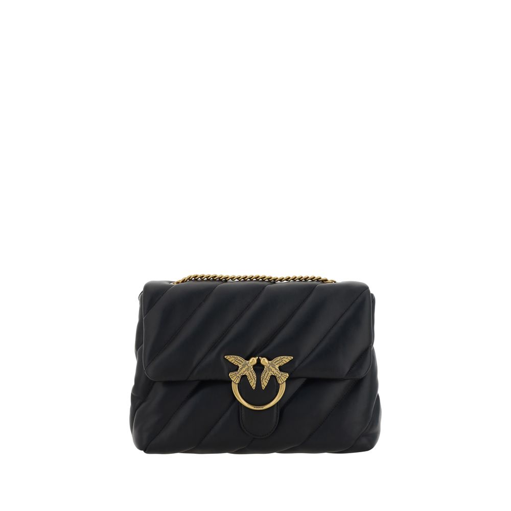 PINKO Black Calf Leather Bos Taurus Shoulder Bag | Regal Royce