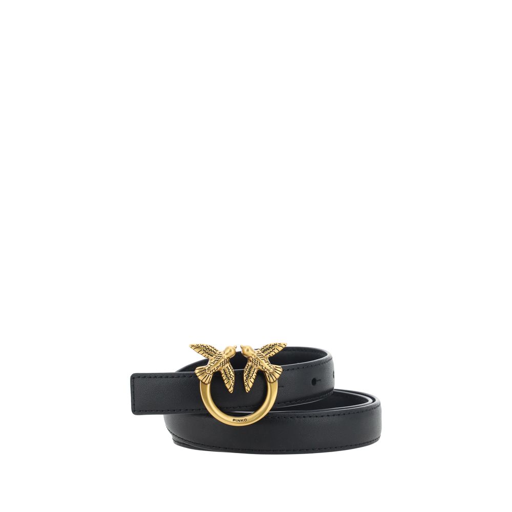 PINKO Black Calf Leather Bos Taurus Regular Belt | Regal Royce
