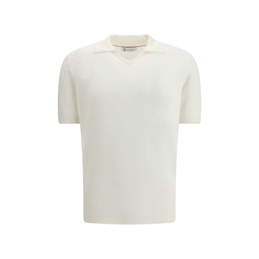 Brunello Cucinelli White Cotton Polo Shirt | Regal Royce