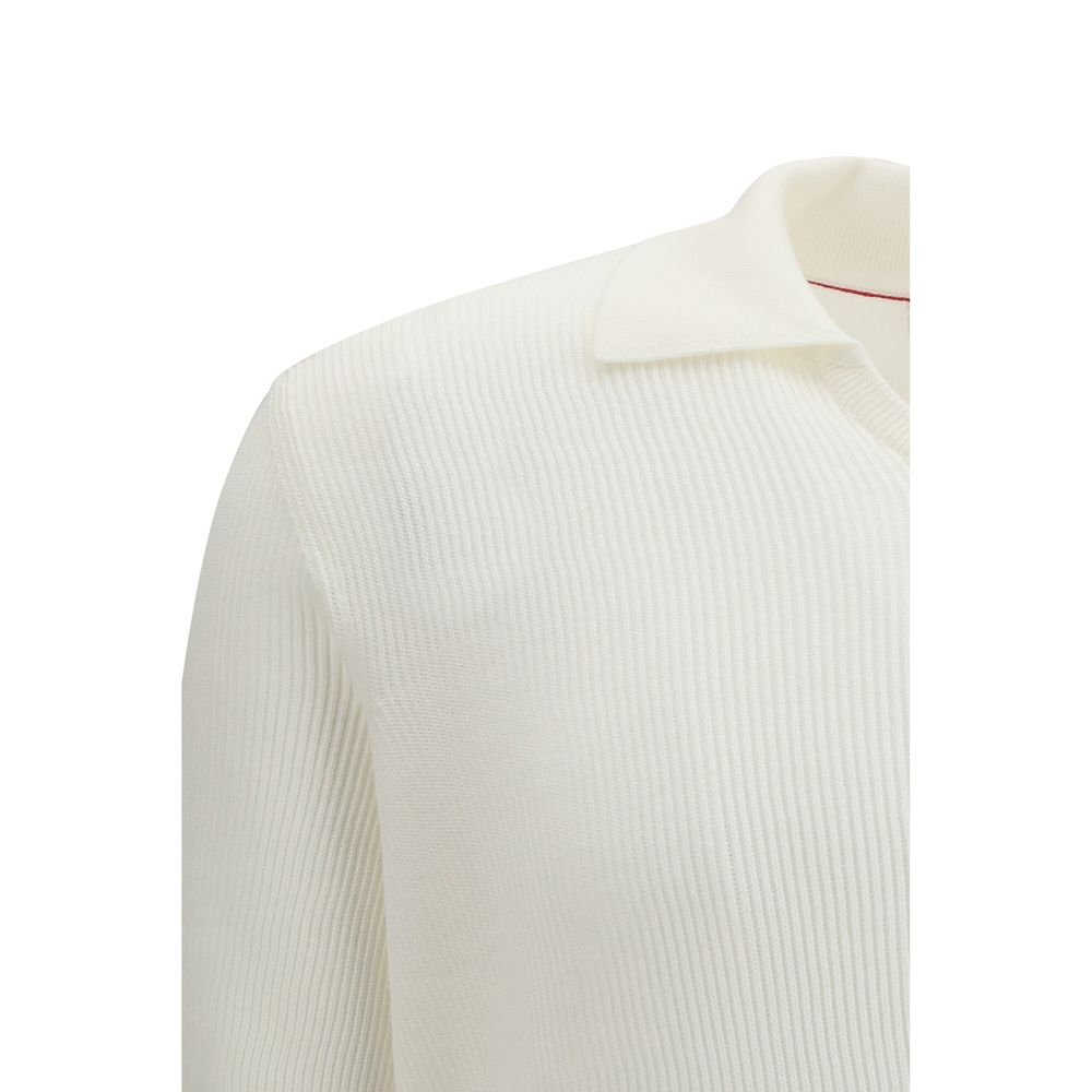 Brunello Cucinelli White Cotton Polo Shirt | Regal Royce