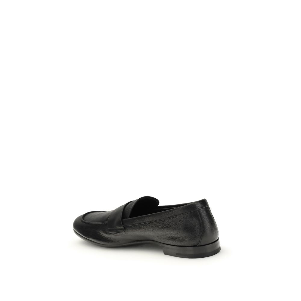 Prada Black Calf Leather Bos Taurus Slip-On Loafers | Regal Royce