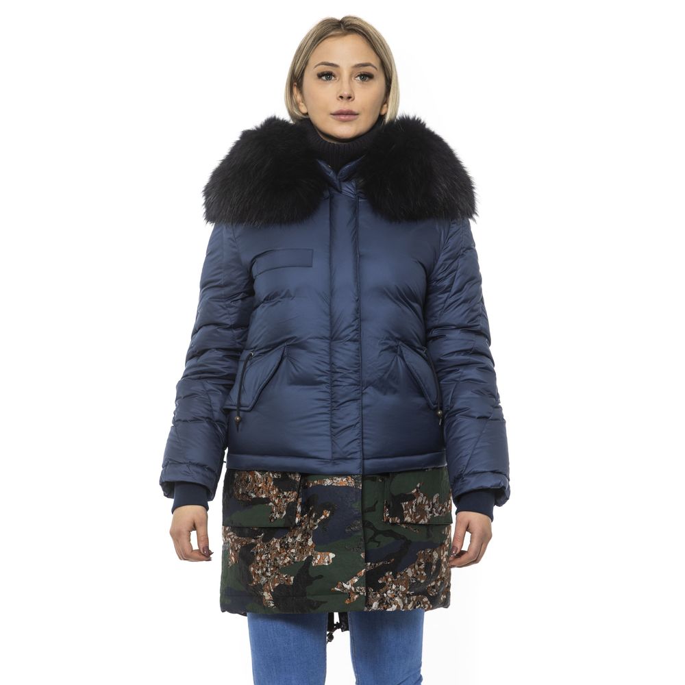 Mr&Mrs Italy Blue Poly Parka with Hood for Women | Regal Royce