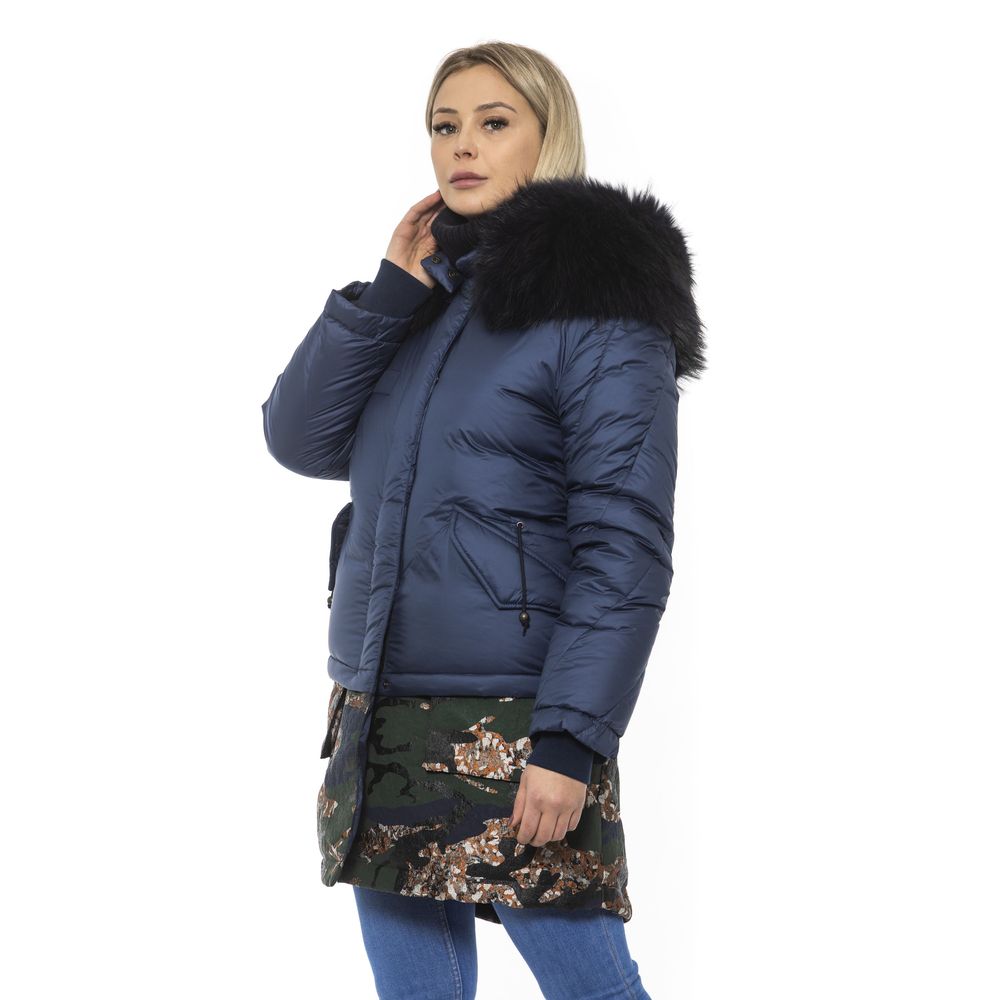 Mr&Mrs Italy Blue Poly Parka with Hood for Women | Regal Royce