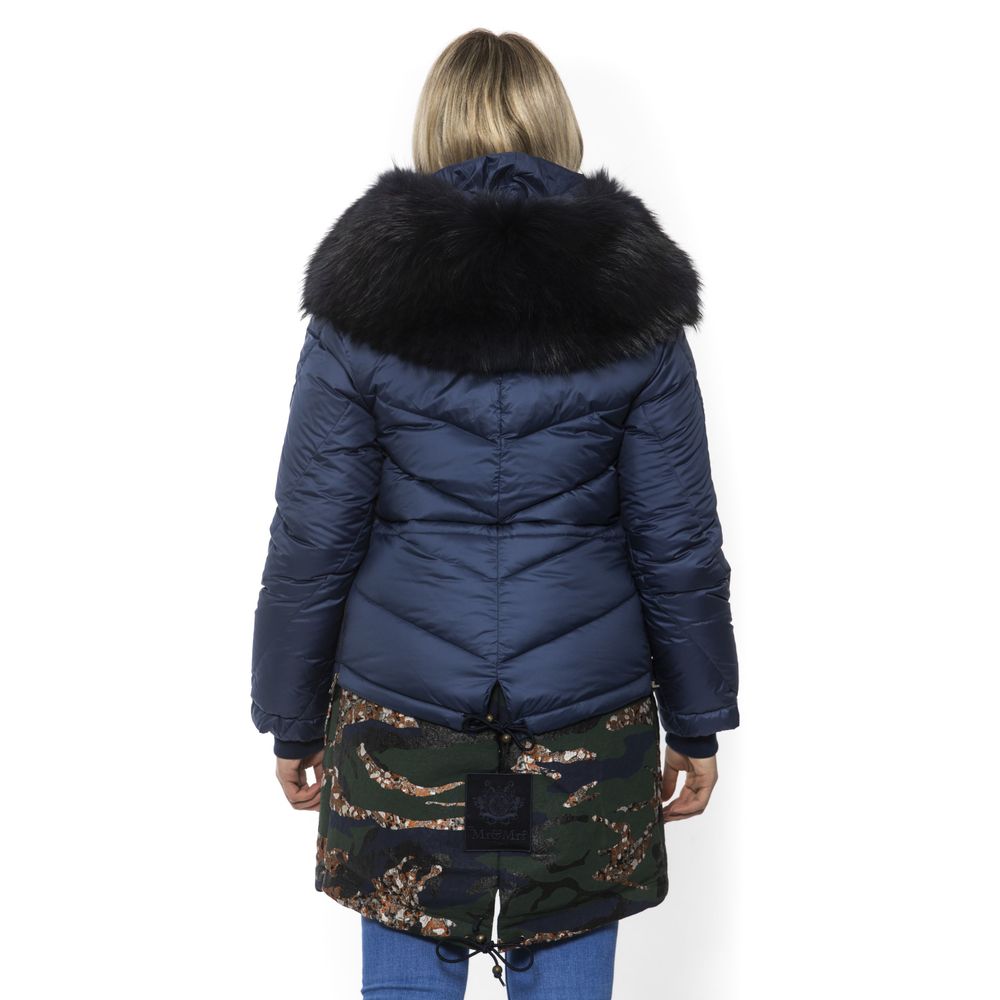 Mr&Mrs Italy Blue Poly Parka with Hood for Women | Regal Royce
