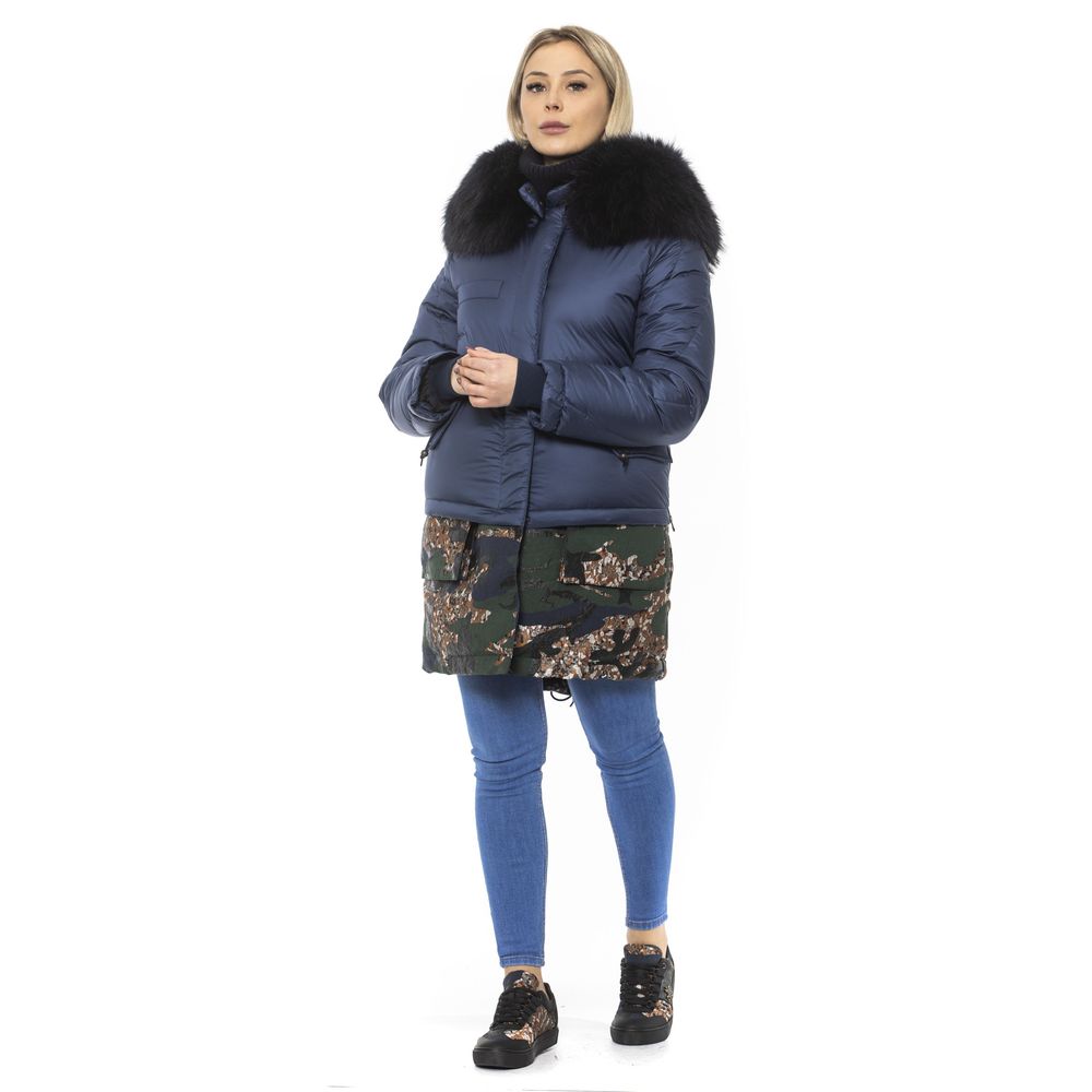 Mr&Mrs Italy Blue Poly Parka with Hood for Women | Regal Royce