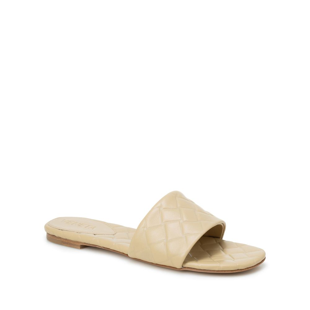 Bottega Veneta Beige Lamb Leather Flat Sandals | Regal Royce