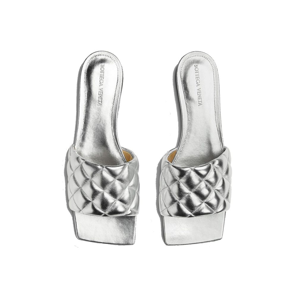 Bottega Veneta Silver Calfskin Flat Sandals | Regal Royce