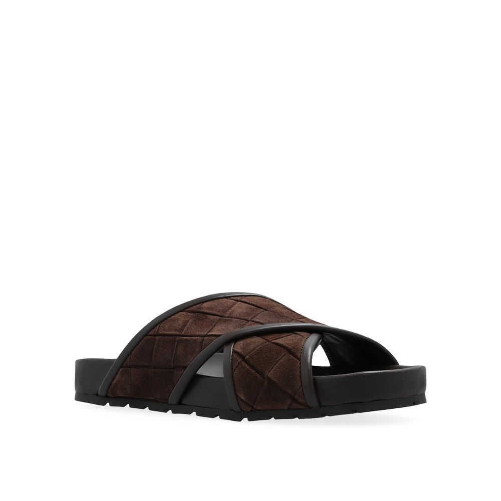 Bottega Veneta Brown Lamb Leather Flat Sandals | Regal Royce