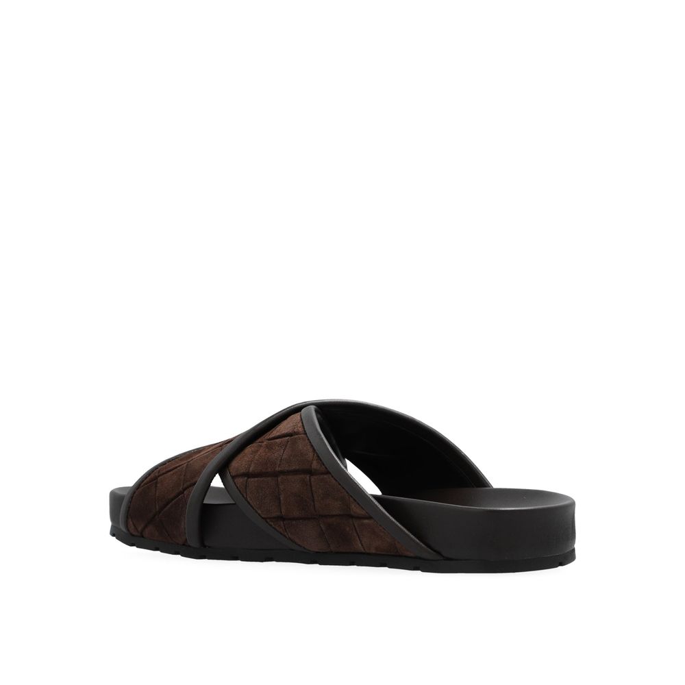 Bottega Veneta Brown Lamb Leather Flat Sandals | Regal Royce