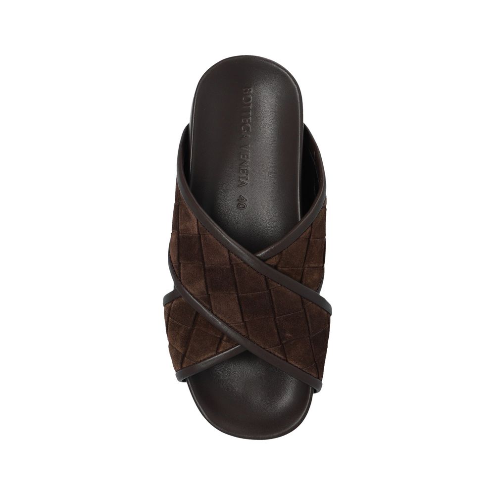 Bottega Veneta Brown Lamb Leather Flat Sandals | Regal Royce