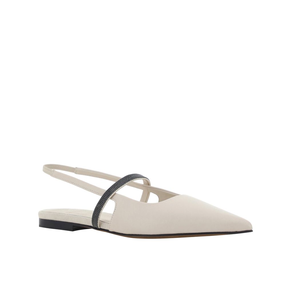 Brunello Cucinelli White Calfskin Ballet Flats | Regal Royce