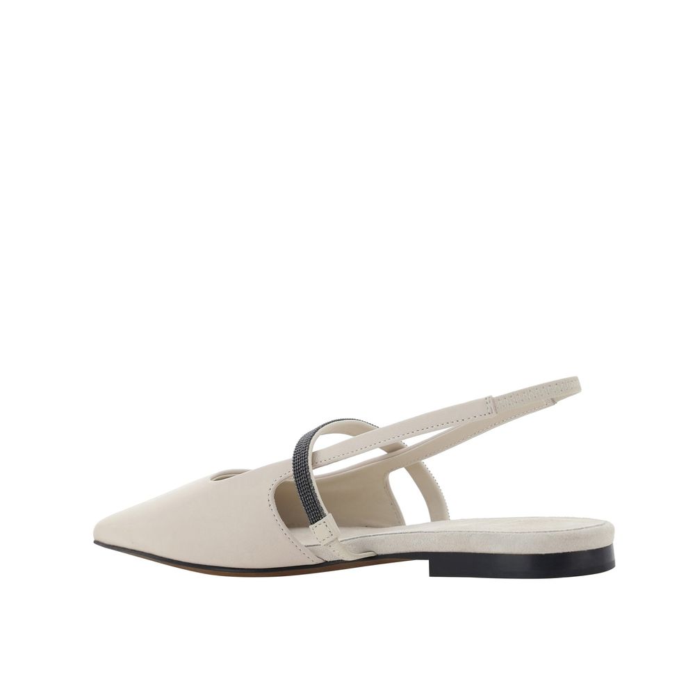 Brunello Cucinelli White Calfskin Ballet Flats | Regal Royce
