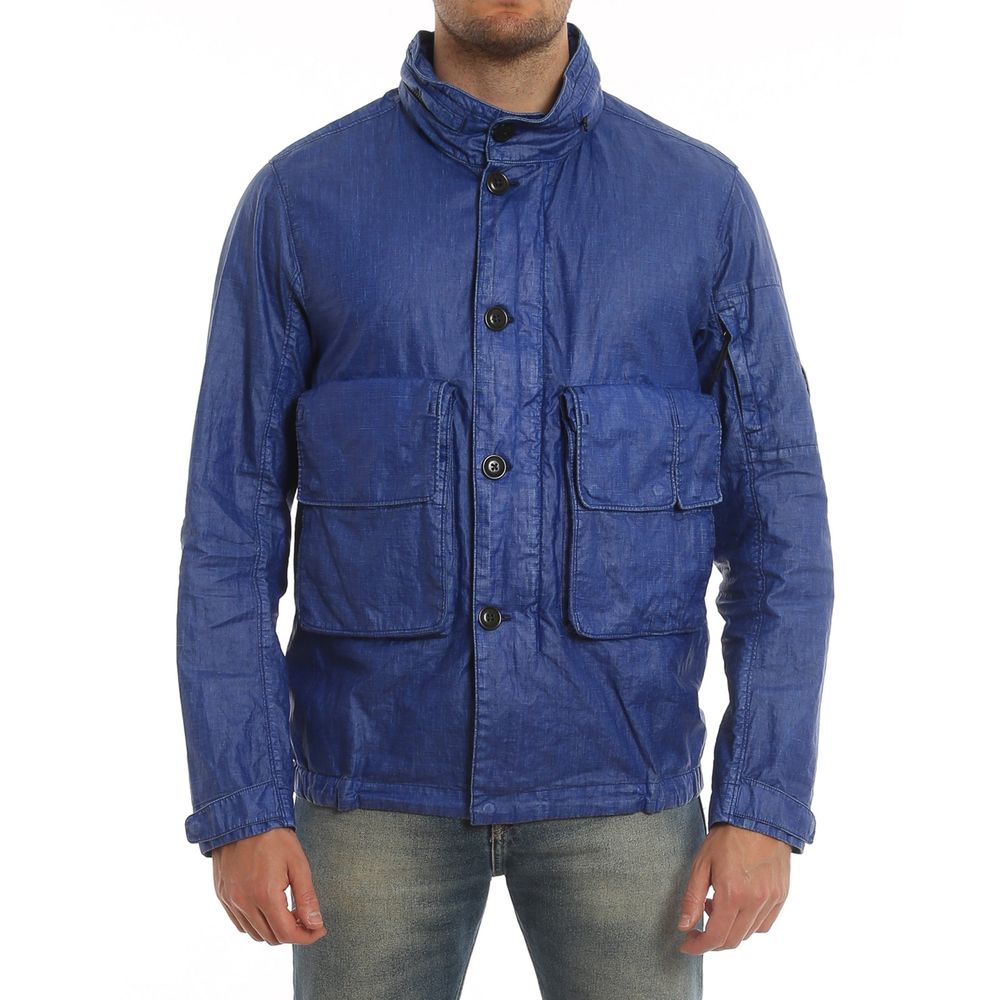 C.P. Company Blue Linen Full-Length Jacket | Regal Royce