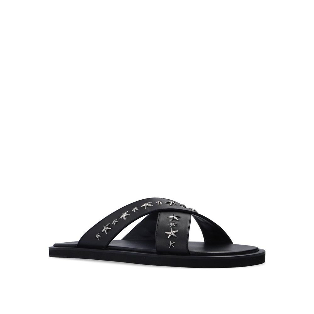 Jimmy Choo Black Calfskin Flat Sandals | Regal Royce