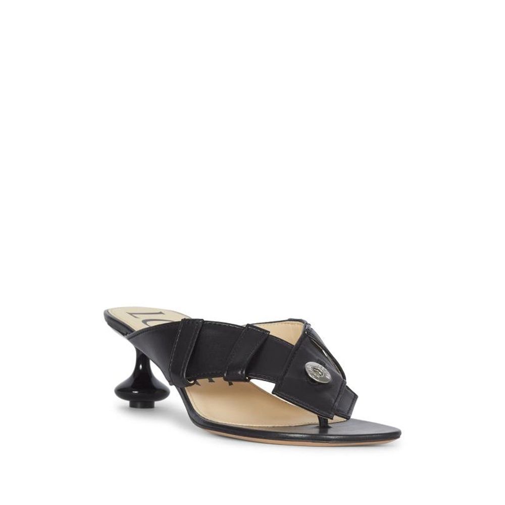 Loewe Black Lamb Leather Flat Sandals | Regal Royce