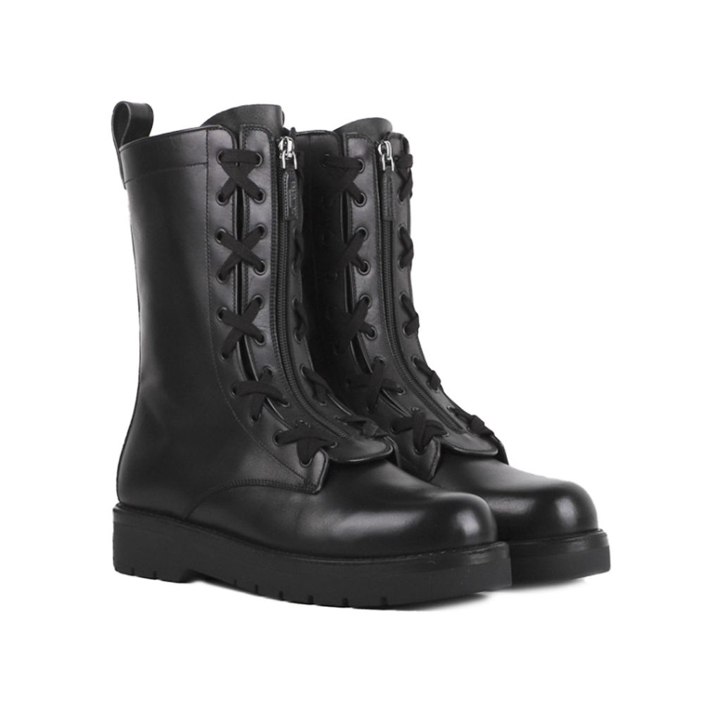 Valentino Garavani Black Calfskin Lace-Up Boots | Regal Royce