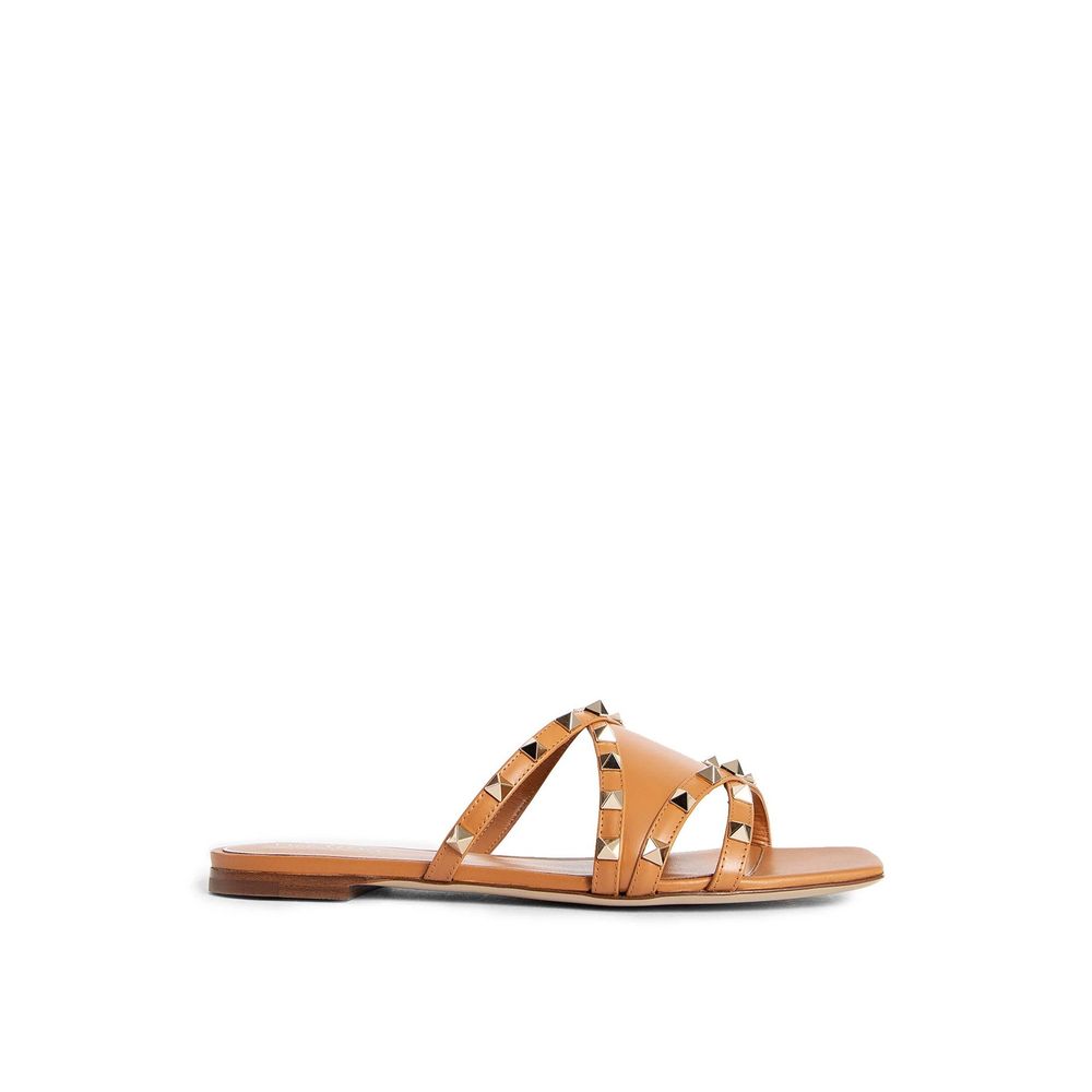 Valentino Garavani Brown Calfskin Flat Sandals | Regal Royce