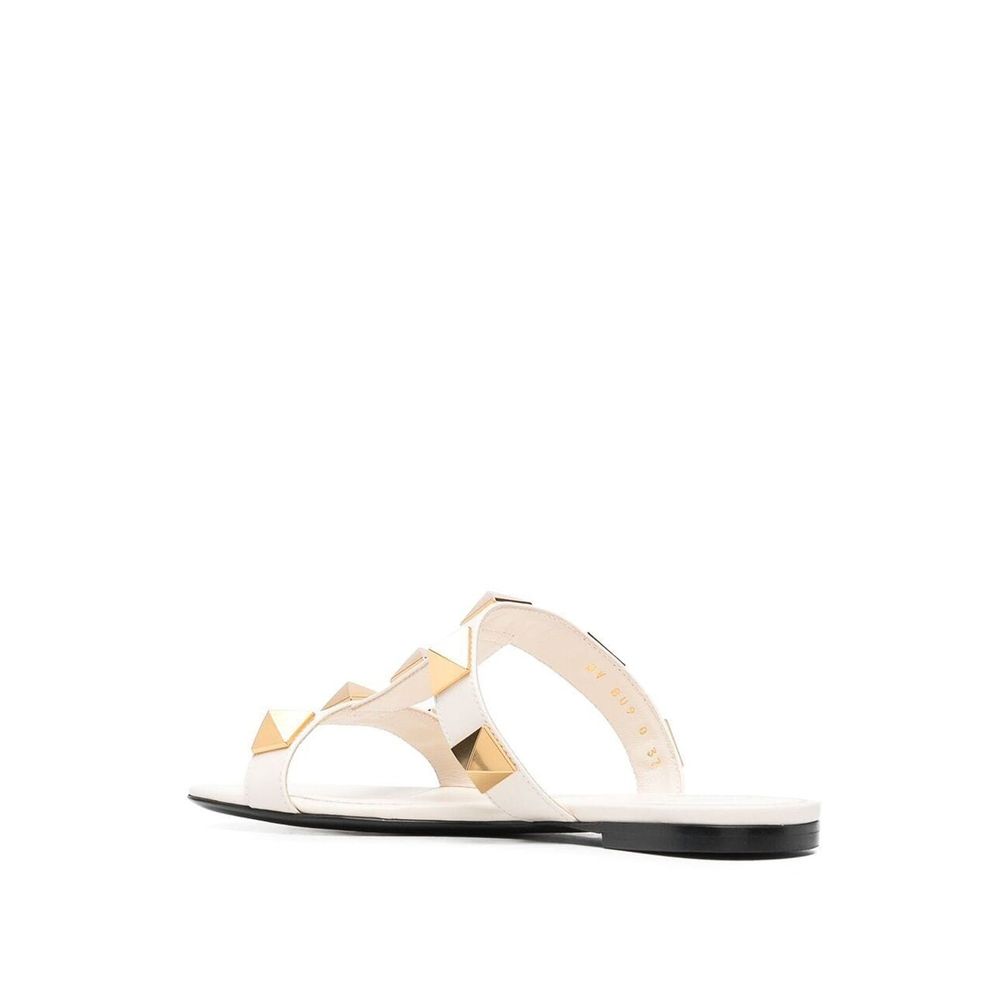Valentino Garavani White Calfskin Flat Sandals | Regal Royce