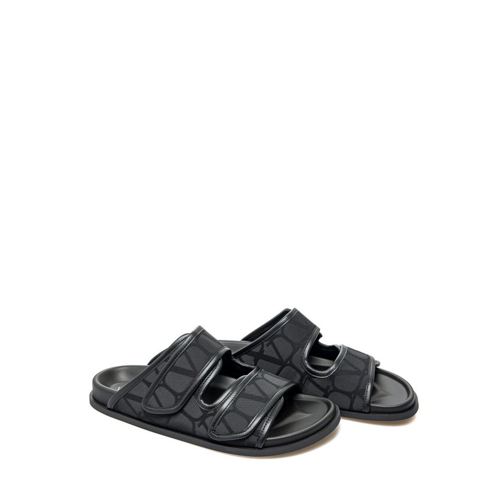 Valentino Garavani Black Fabric Sandals | Regal Royce