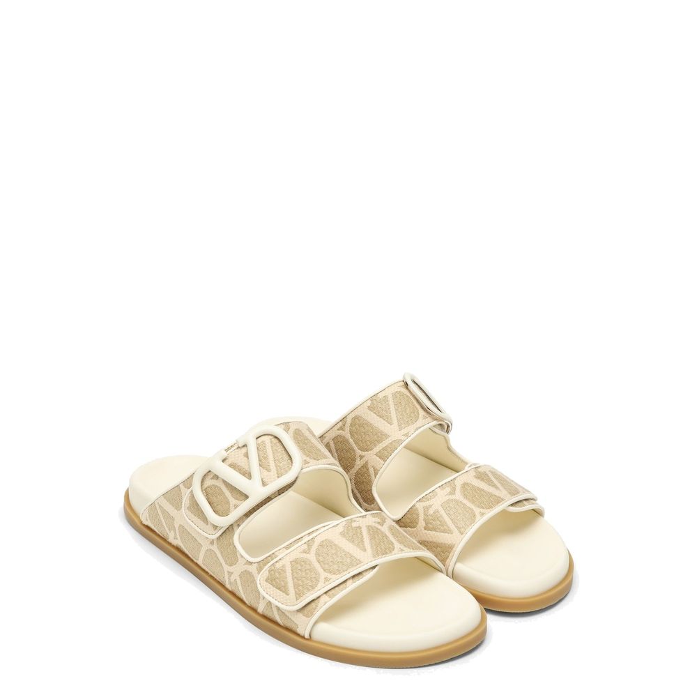 Valentino Garavani Bicolor Fabric Flat Sandals | Regal Royce