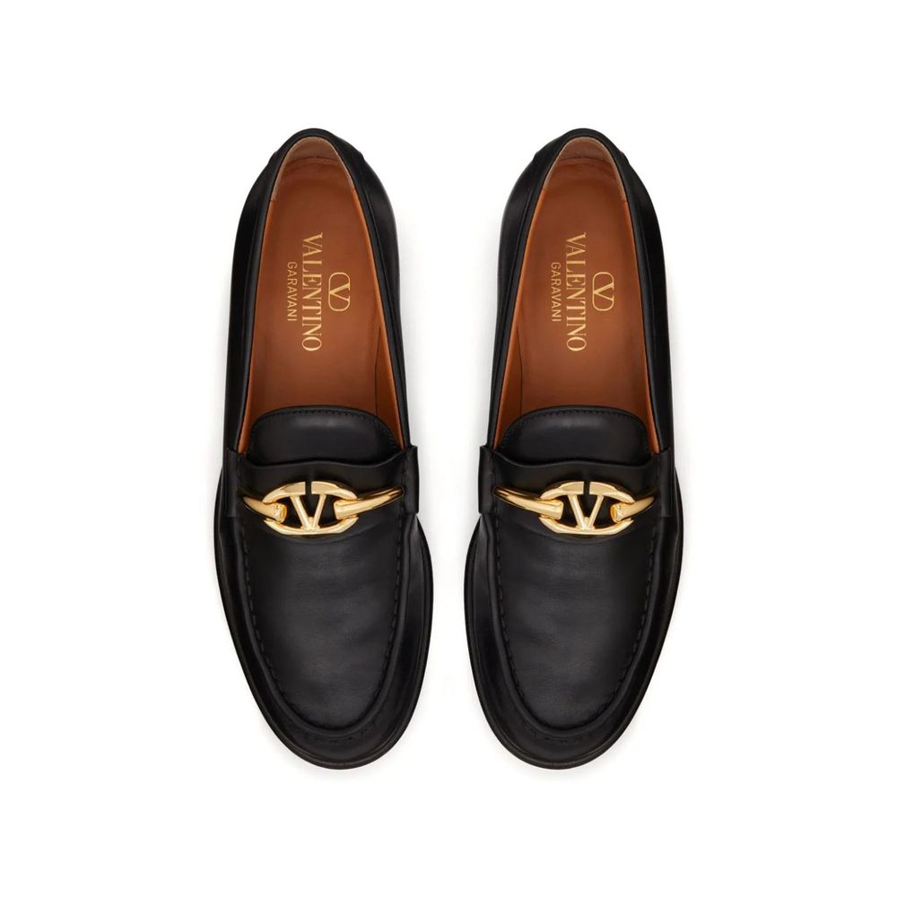 Valentino Garavani Black Calfskin Slip-On Loafers | Regal Royce